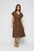 Melanie-Button Front Midi Dress